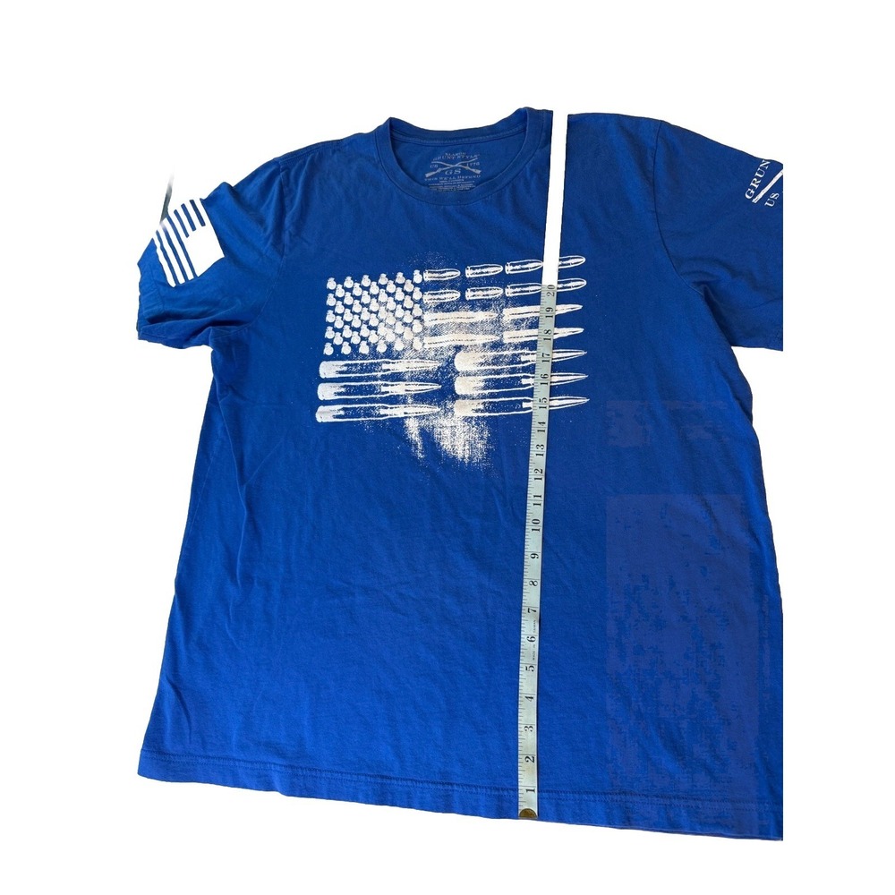 Grunt Style Adult Size XL Blue USA American Flag Shirt Bullets Arms Military - Picture 4 of 8